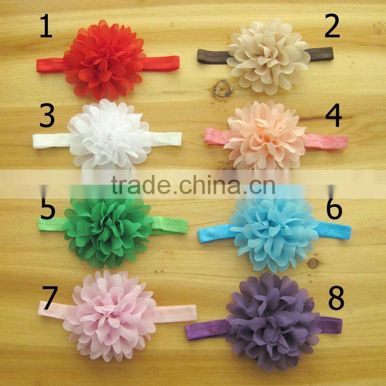 Wholesale EN and US the children's Chiffon headdress baby girl flower headbands 16 color elastic hairband Infant hair accessorie