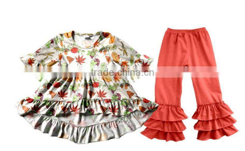 Halloween Pumpkin style Fall baby Girls Clothing Wholesale Boutique Childrens Ruffle kids Clothes