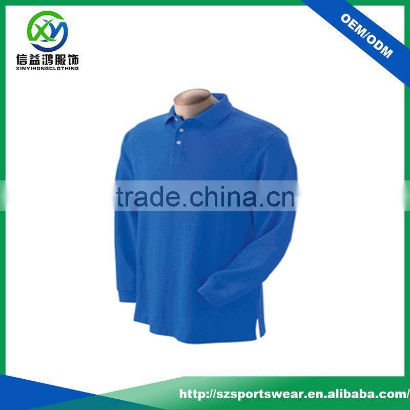 Deep blue color Pima cotton comfortable and breathable men polo t shirt