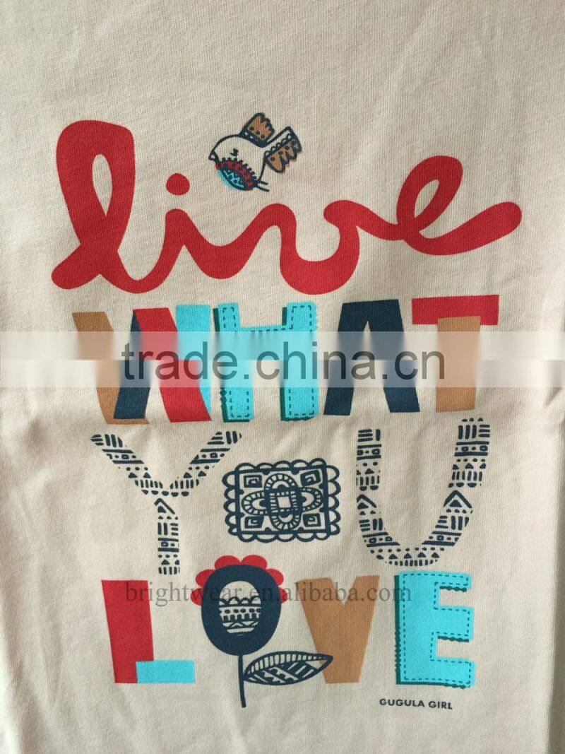 Children's 100% cotton long sleeve t shirt with lovely printing under shirt bottom shirt
