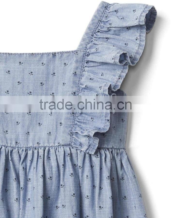 Bulk wholesale 2017 kids clothing cute baby girl summer clothes elegant Floral flutter dress