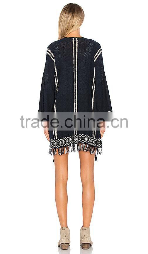 New Style Ladies Cotton Knitted Cardigan Long Sleeves Women's Cardigan With Fringe And tassel accents