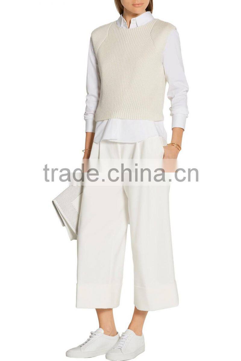 2017 New Display Ivory Cashmere Cotton and Silk Blend Slips On Knitted Top