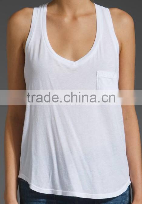 Light Jersey White Pocket Tank Top