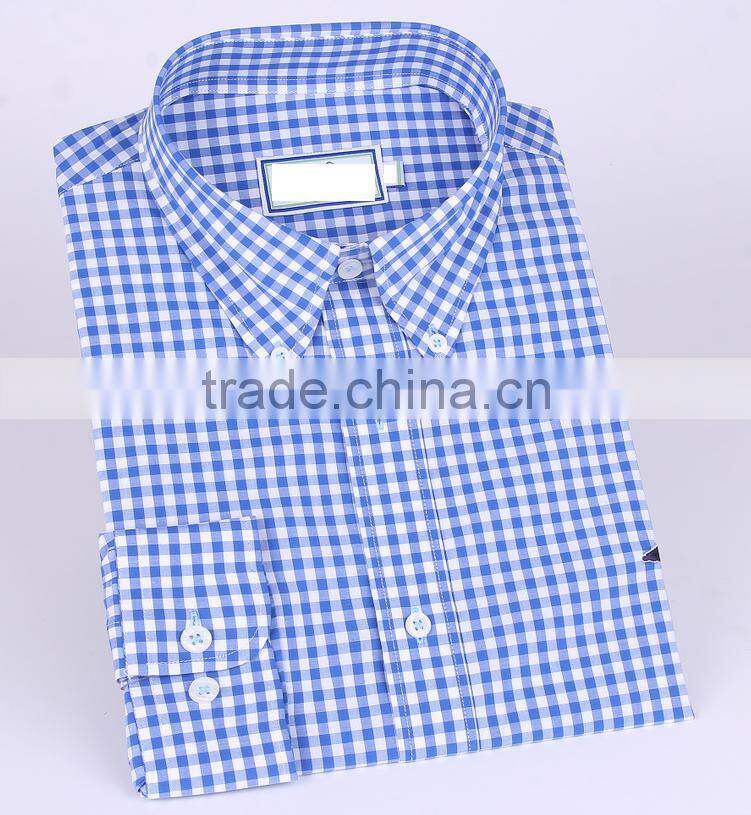 small checks men's long sleeve button-down casual shirt