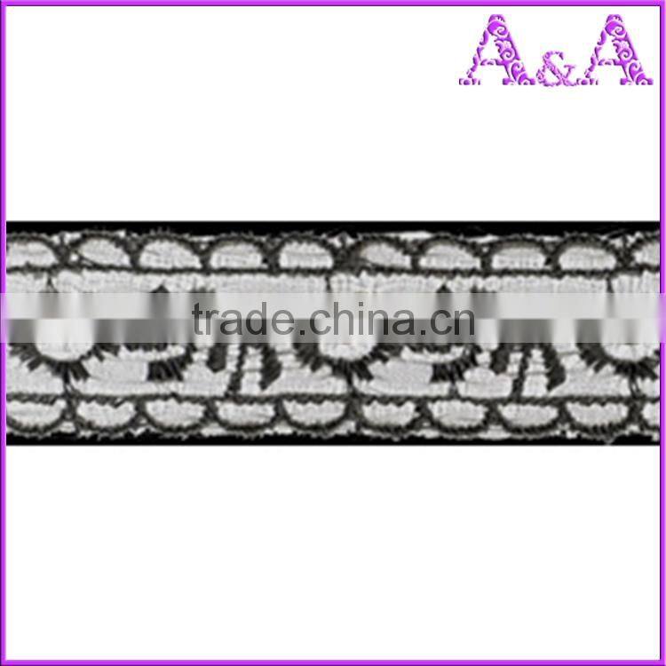 Swimming wear use black embroidery Organza ribbon lace