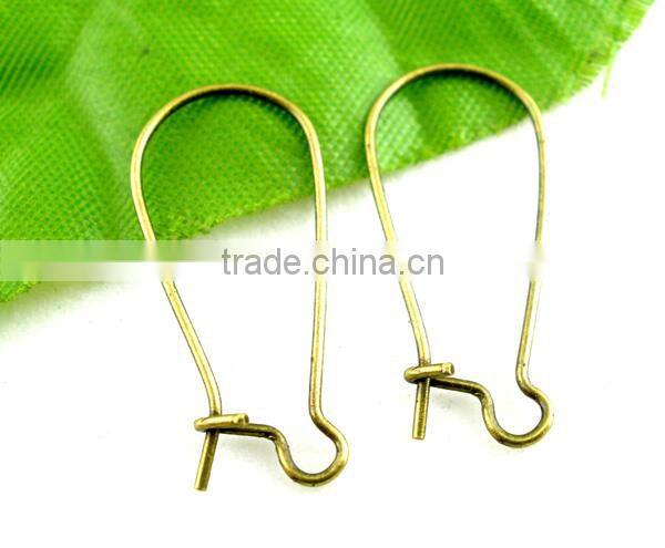 250PCs Antique Bronze Kidney Ear Wires 24x11mm