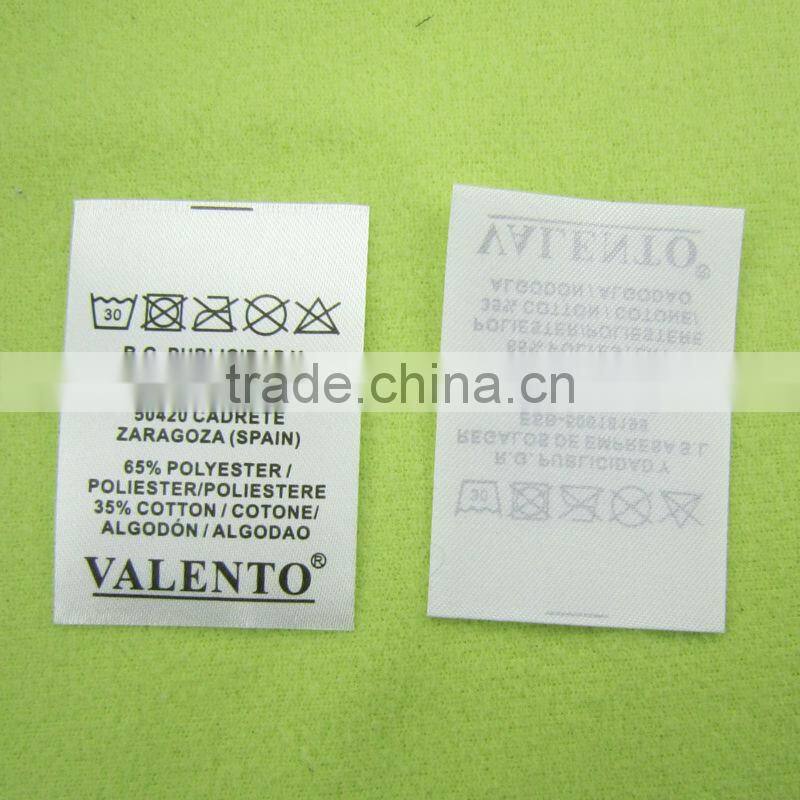washing instructions printing fabric label