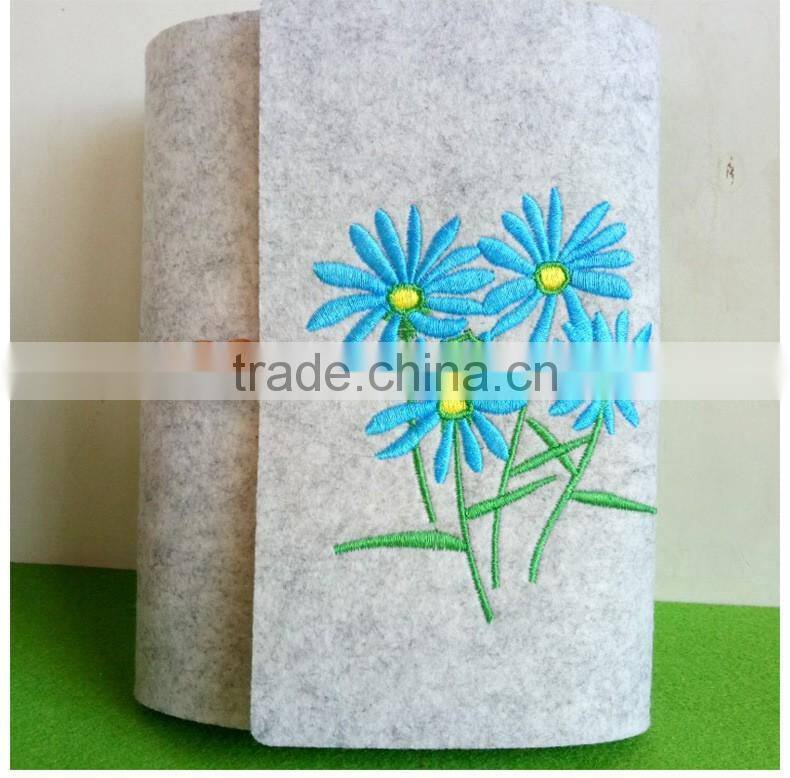 Novel logo custom felt cover with embroidery spiral binding dairy notebook with button