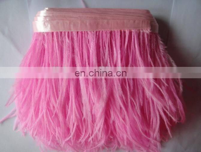3-4 inch ostrich feather trimmings with satin ribbon