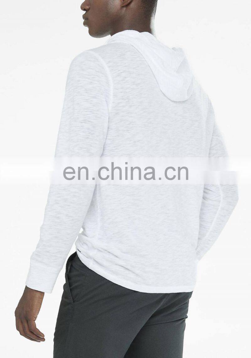 100% cotton plain pullover hoodie navy crossover collar slub knit Hoodie manufacturer