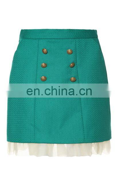 Hot sale modern fashion style winter ruffle bottom design woollen short sexy mini skirt