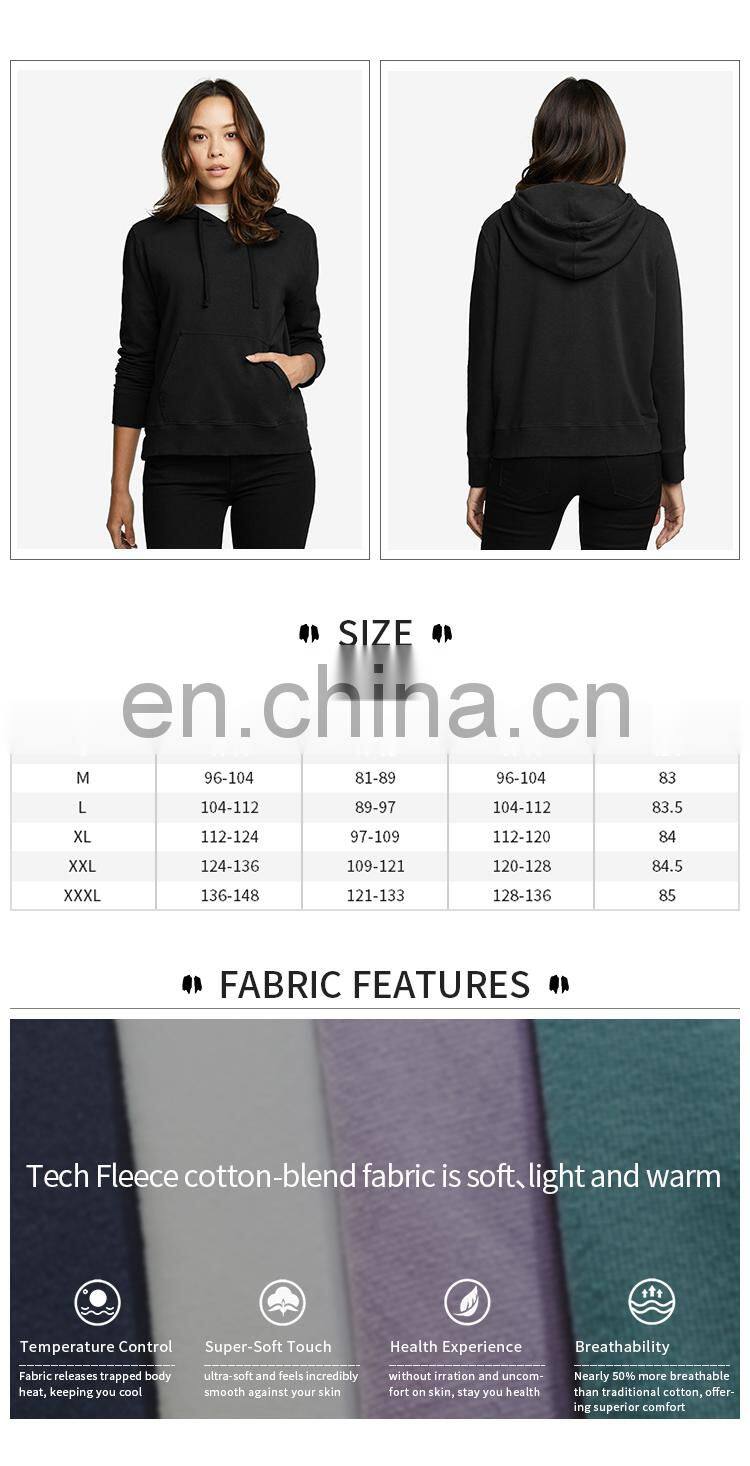 custom made quality 100% cotton plain sports blank women hoodies wholesale