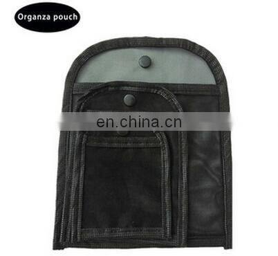 factory sale black small nylon mesh organza envelope bag with button
