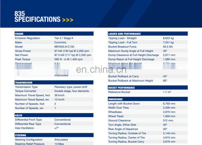 China Liugong 3t small Wheel Loader Prices CLG835 for sale