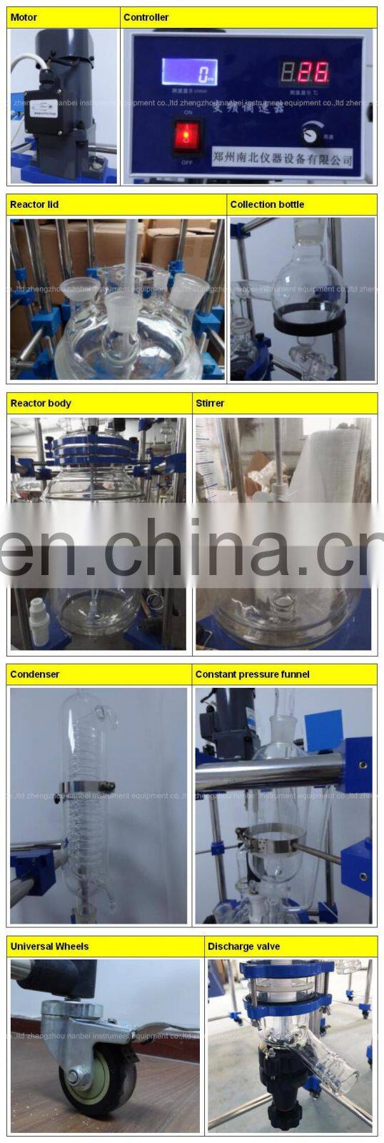 Pharmaceutical lab chemical double walled glass reactor