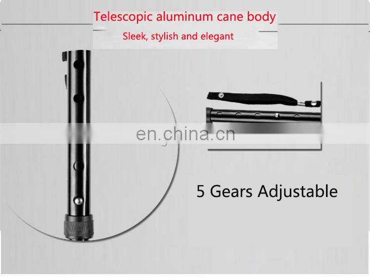 Elderly elegant extendable walking stick  with light