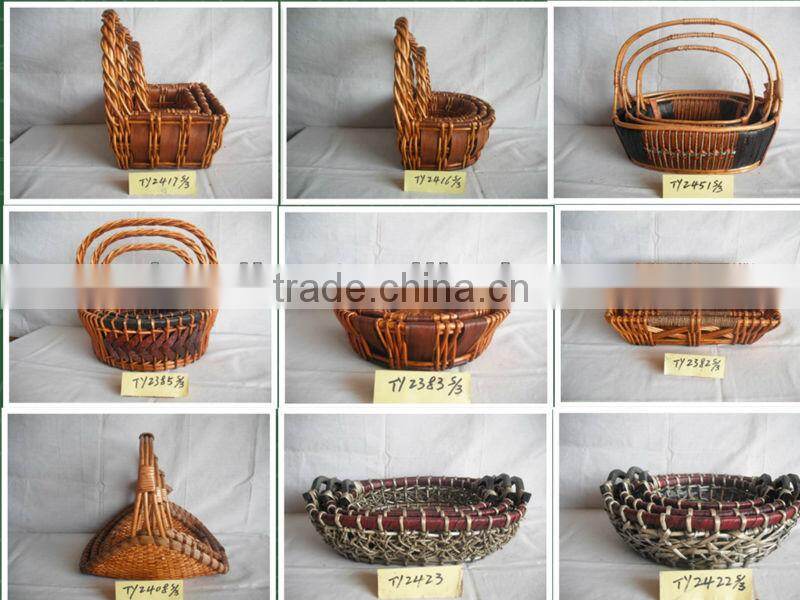 2016Round bamboo Gift Basket Tray.