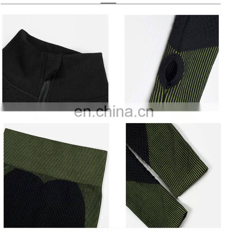 Wholesale women 3 pieces crop top leggings and sports bra workout clothes 3 pieces seamless yoga belt zipper suit