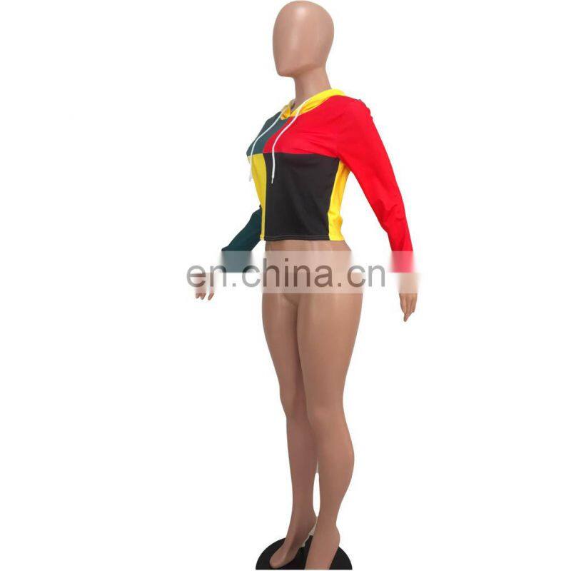 Spring and summer new hooded casual sports sweater hooded stitching fashion loose large size manufacturers wholesale custom