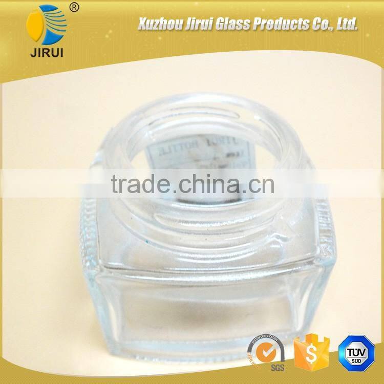 50ml clear square glass cream jar with lid