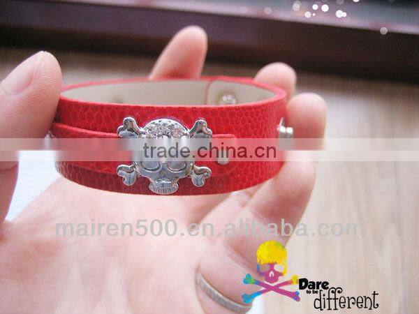 Free Shipping DIY Rhinestone Skull Slide Charm