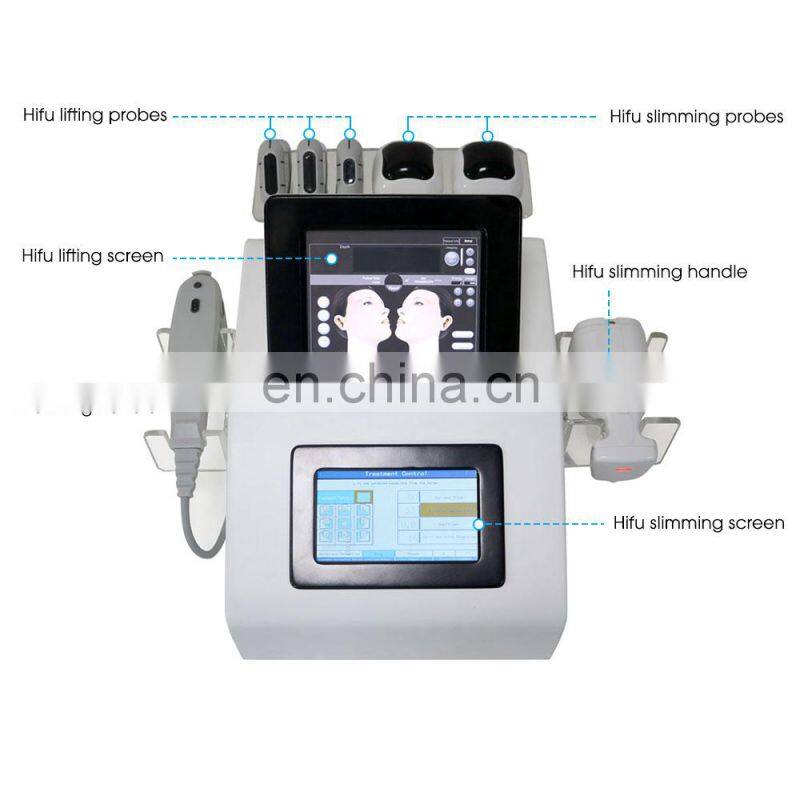 Double screen high focused ultrasound hifu face lifting 2 in 1 liposonic body slimming machine