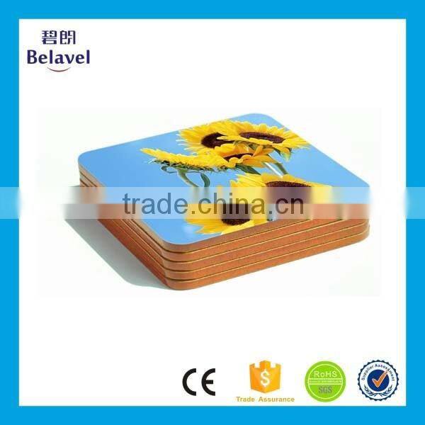 Wholesale souvenir cork mat printing custom square mdf coaster