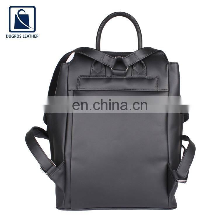 Custom Made Flap Closure Type Latest Fashion Style All Season Used High Black Fittings Genuine Leather Backpack for Sale