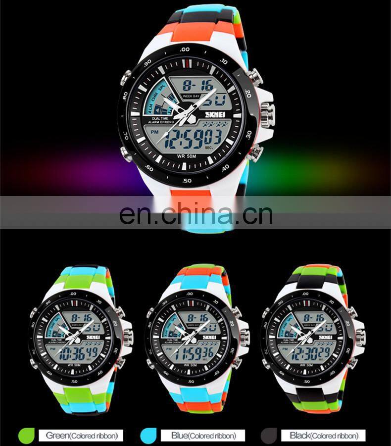 Black factory 5atm swimming analog digital skmei watches men