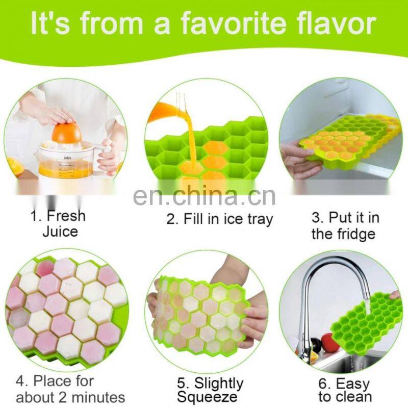 Honeycomb Ice Cube Trays with Removable Lids Silicone Ice Cube Mold