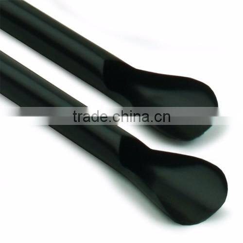 Eco-friendly Plastic straw Black felxible plastic drinking straw, hard straw with spoon, black jumbo straw