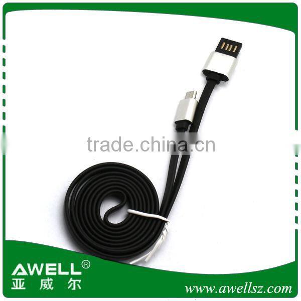 Gold supplier 5 wire noodle micro usb cable , braided micro usb flat cable made in China