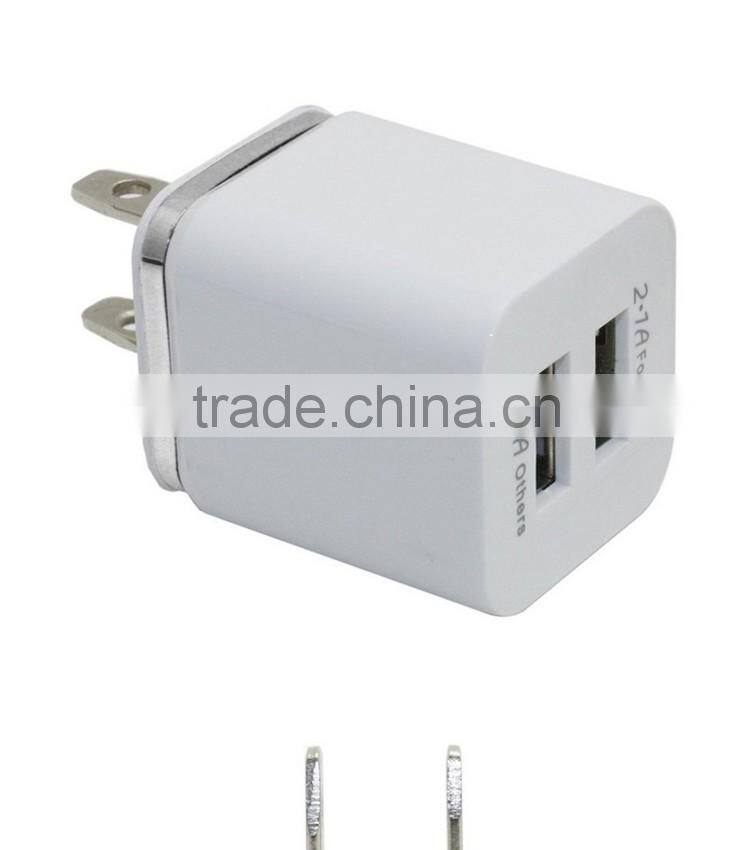 new products 2016 universal 2.1A small fast selling items travel wall charger 2 usb port home charger with Aluminum rim