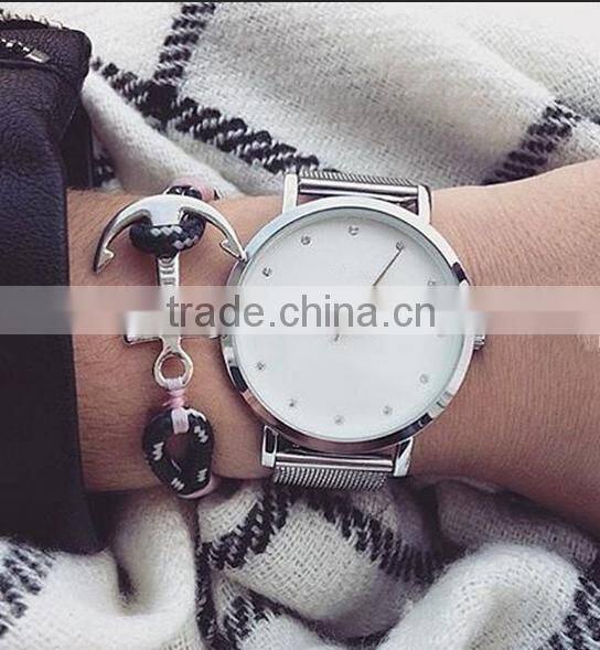 Mesh Band Minimalist Mineral/Sapphire Glass Watches Chain Wrist Watch