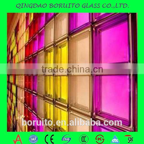 colored glass brick/ decorative glass block for curtain wall / lightweighe building material