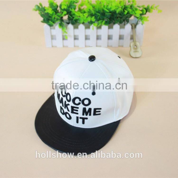 Fashion Hiphop COCO MAKE ME DO IT Embroidery Flat Brim Leather Cap Snapback