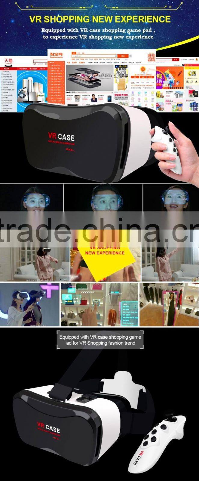 Reality virtual 2016 trending hot products VR BOX VR Case 5 plus with a vr remote control wholesale alibaba