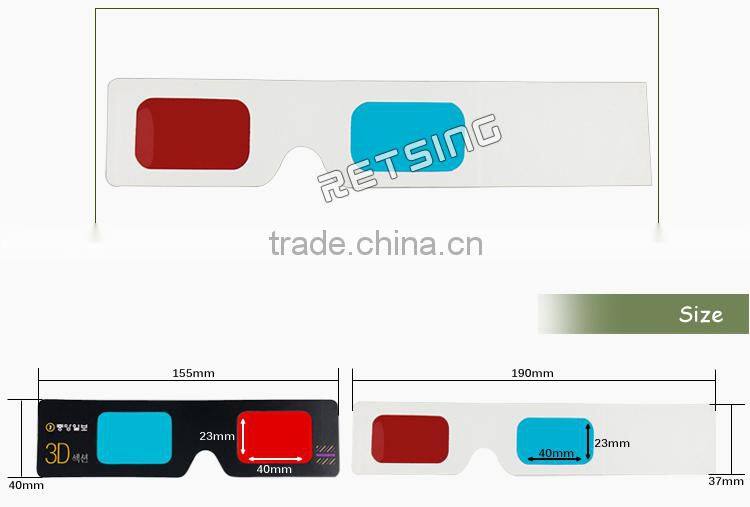 3d hand-held paper glasses red cyan blue lenses for 3d movies and 3d books