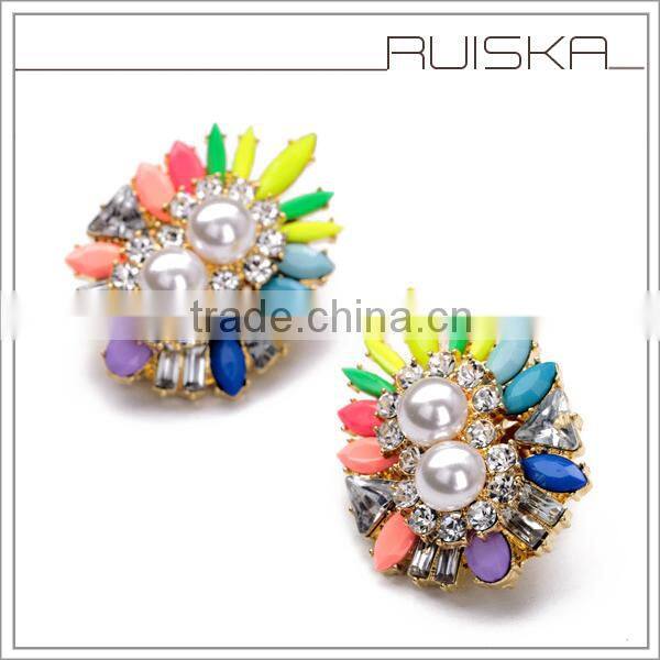 Gold Plating Colored Acrylic Stones Shourouk Earrings