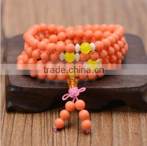 8mm German Spurce Turquoise 108 Prayer Beads Tibet Buddhist Mala Necklace