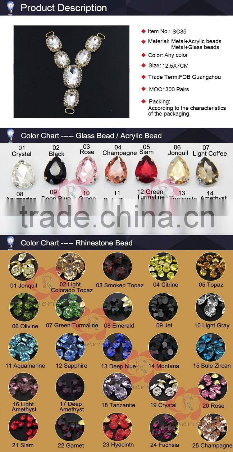 Hot sale fashion factory supply Y shape T shape lady sandal decoration with stones
