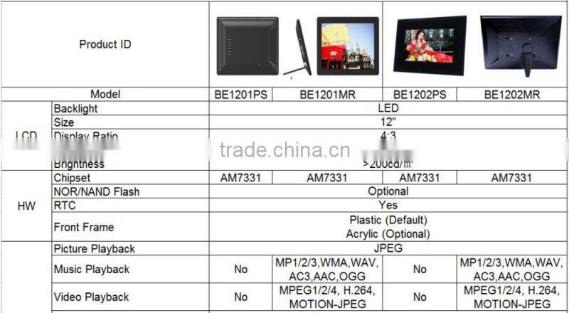 12" wholesale digital photo frame BE1201MR