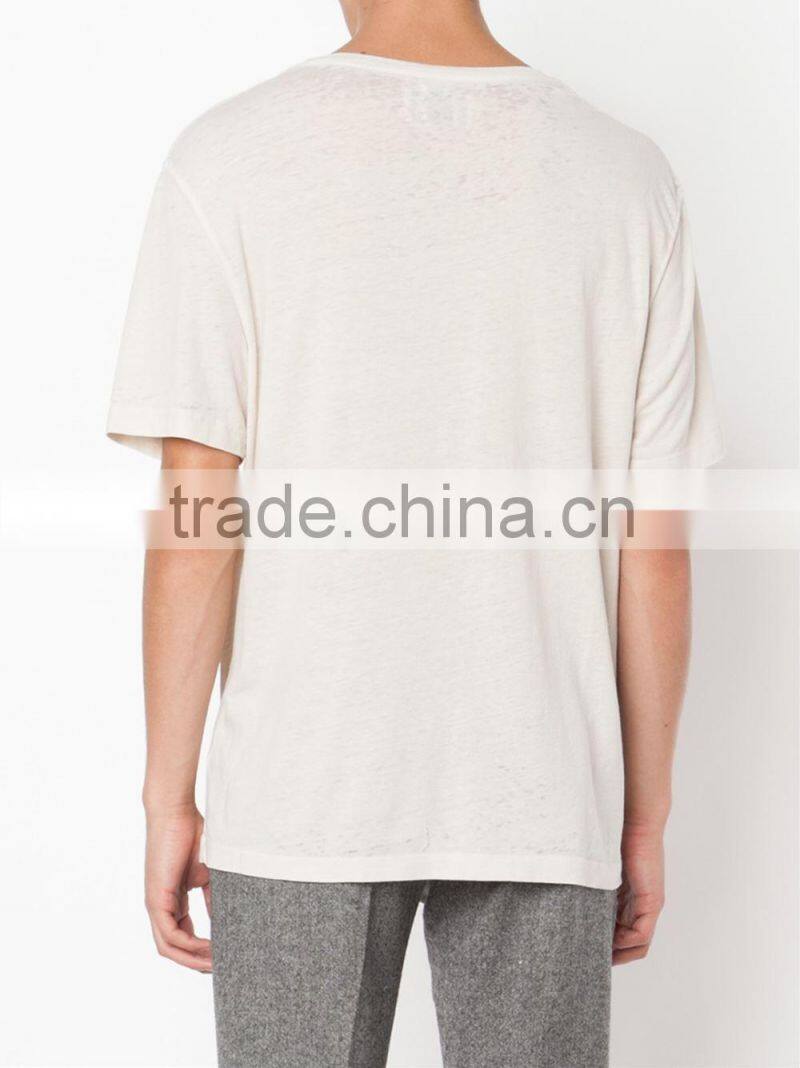 Summer men short sleeve o neck faded cotton blank t-shirts