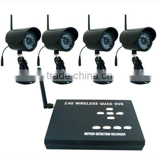 2.4G home surveillance wireless camera kit support sd card for long time recording