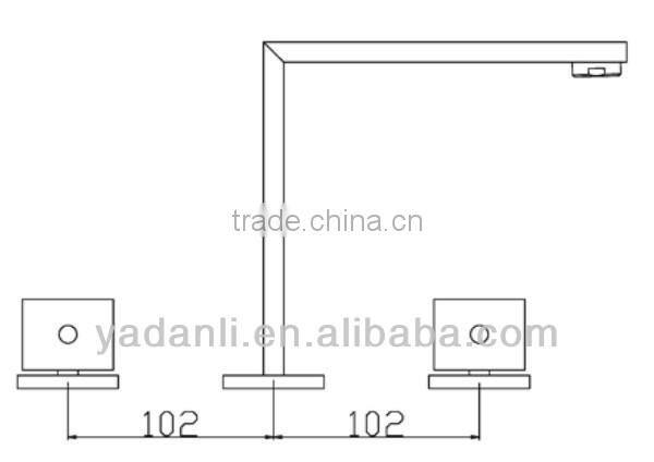 contemporary style square double handle deck mounted three holes basin faucet 2503