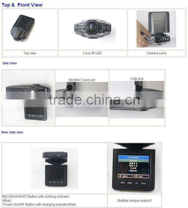 HD 600Pixels Dual Camera Car DVR