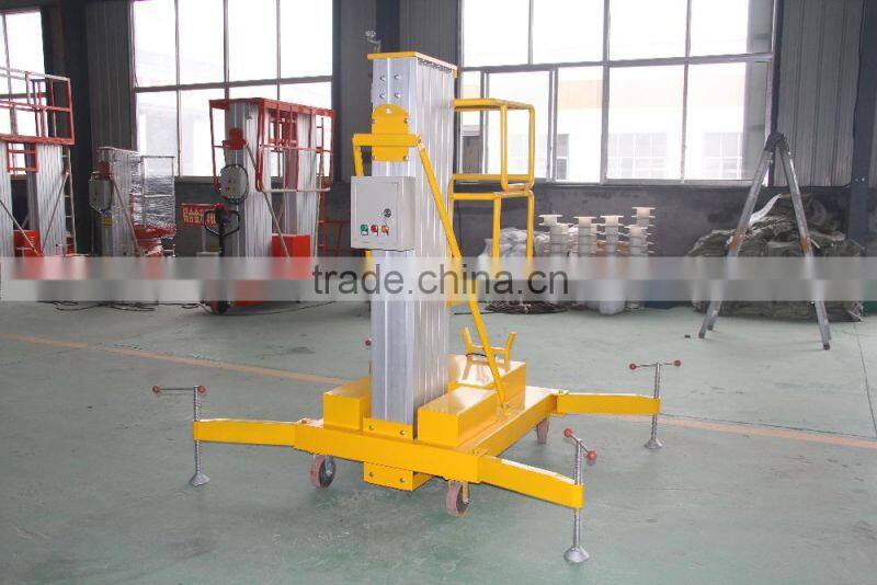 single mast aluminum electric vertical work lift platform