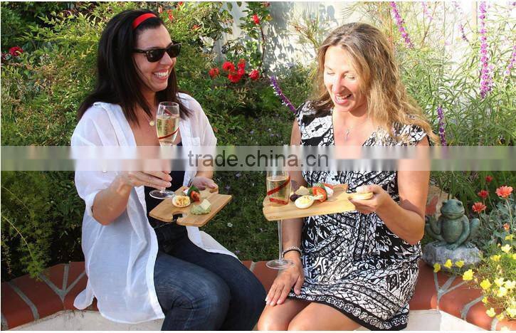 Four-bowl Square Bamboo Serving Platter for Picnic