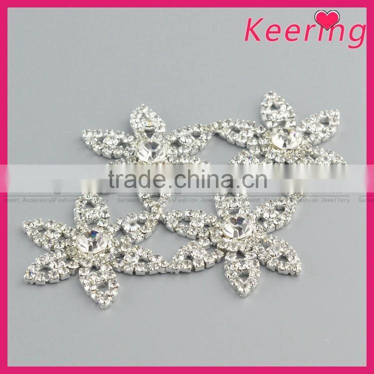 Latest four flowers rhinestone embellishment sew on garment WRE-260
